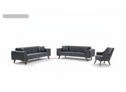 Zestaw sofowy 3+3+1 Siedziba Design Sofy Podkładka Kanapy Szare Meble 3-częściowe