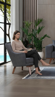 Design Salon Fotel Jednoosobowy Nowoczesna Szara Podkładka Meble