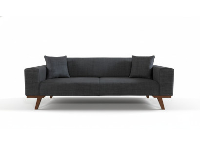 Czarny Sofa 3 miejsce do siedzenia Włókienniczy Kanapa Trzyosobowa Podkładka Meble