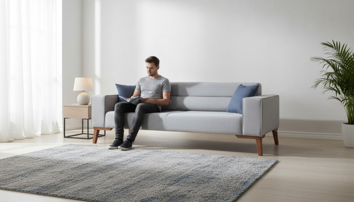 Podkładka Siedziba Kanapa 3 Siedziba Szary Sofa Sofy Kanapy Włókienniczy Materiał Materiał trzyosobowy