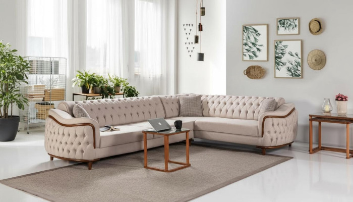 Narożnikowa kanapa Żywy krajobraz Chesterfield Couch Podkładka Sofa Couchen Meble