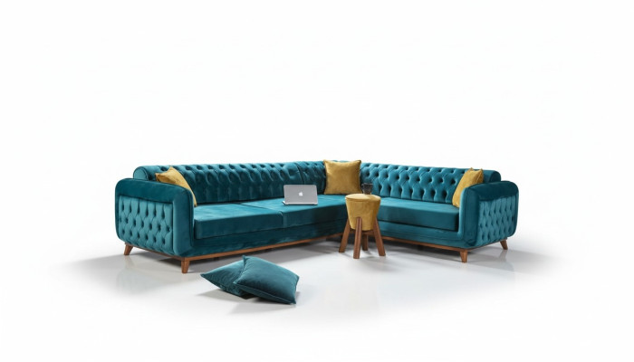 Narożnikowa kanapa L-form Włókienniczy Sofa Luksusowa Żywy krajobraz Podkładka Couch Meble