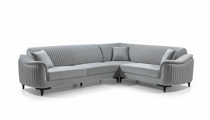 Materiał Narożnikowa kanapa Sofa w kształcie litery L Podkładka Włókienniczy Zestaw narożny Aksamit Szary 310x240
