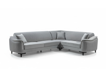 Materiał Narożnikowa kanapa Sofa w kształcie litery L Podkładka Włókienniczy Zestaw narożny Aksamit Szary 310x240