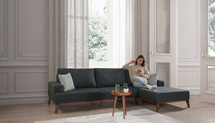 Narożnikowa kanapa Ustawienie Włókiennicze Siedziba salon Meble tapicerowane Narożnik sofa