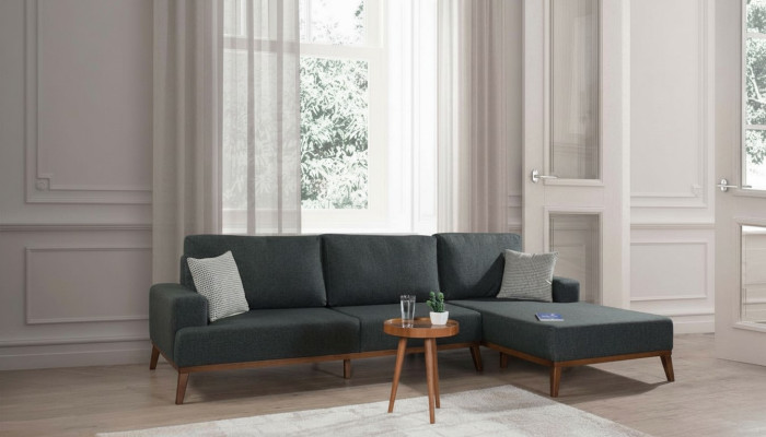Narożnikowa kanapa Ustawienie Włókiennicze Siedziba salon Meble tapicerowane Narożnik sofa