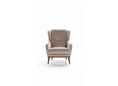 Beżowy Design Fotel Jednoosobowy Salon Włókienniczy Styl Meble Drewniane