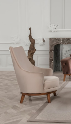 Fotel Podkładka Meble Salon Jednoosobowy Relaks Włókienniczy Fotel Lounge Beżowy