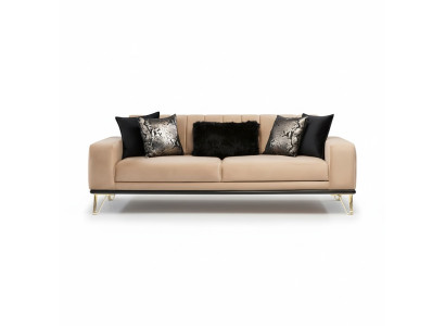 Nowoczesna Sofa 3-osobowa Salonowa Kanapa Design Meble Metal Beżowa Podkładka