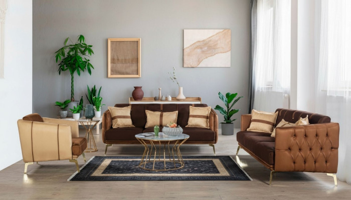 Zestaw sofowy Sofa Ustawić 3+3+1 miejsce siedzące Fotel Chesterfield trzyosobowy