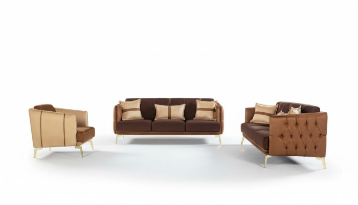 Zestaw sofowy Sofa Ustawić 3+3+1 miejsce siedzące Fotel Chesterfield trzyosobowy