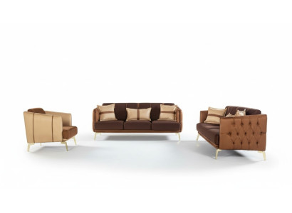 Zestaw sofowy Sofa Ustawić 3+3+1 miejsce siedzące Fotel Chesterfield trzyosobowy