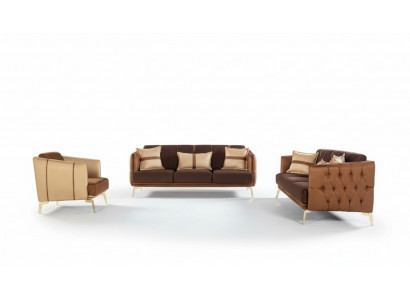 Zestaw sofowy Sofa Ustawić 3+3+1 miejsce siedzące Fotel Chesterfield trzyosobowy