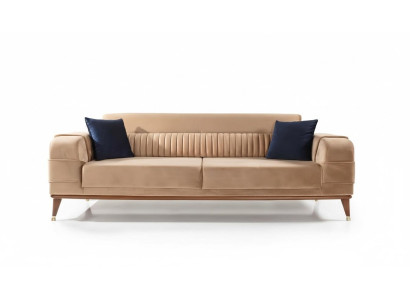 Nowoczesna Sofa 3 miejsce do siedzenia Kolor Beżowy Sofy Salon Design Style Drewno