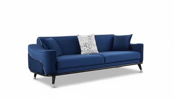 Niebieska designerska kanapa trzyosobowa luksusowa sofa Aksamit Möble Material Włókienniczy