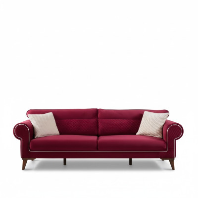 Czerwona Sofa 3 Siedziba Włókienniczy Sofy Kanapa Podkładka Luksusowe Meble Nowoczesne Trzyosobowe