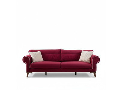 Czerwona Sofa 3 Siedziba Włókienniczy Sofy Kanapa Podkładka Luksusowe Meble Nowoczesne Trzyosobowe
