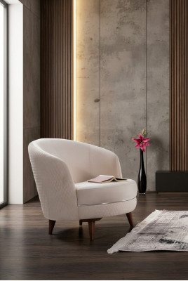 Beżowy Elegancki Fotel Jednoosobowy Design Salon Podkładka Meble
