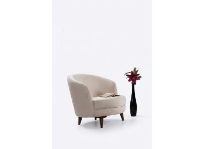 Beżowy Elegancki Fotel Jednoosobowy Design Salon Podkładka Meble
