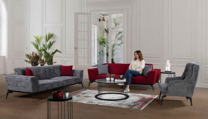Zestaw sofowy 331 Siedziba Podkładka Sofa Żywy krajobraz Meble Czerwony Grey