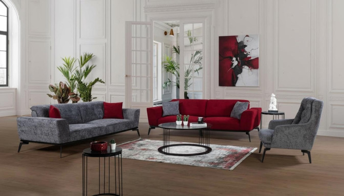 Zestaw sofowy 331 Siedziba Podkładka Sofa Żywy krajobraz Meble Czerwony Grey