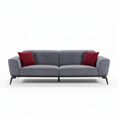 Sofa 3 miejsce do siedzenia Sofy Materiał szary Włókienniczy Podkładka Salon Włókienniczy Szary