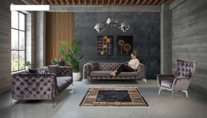 Zestaw sofowy Taupe Fotel trzymiejscowy 331 Siedziba Ustawić Chesterfield