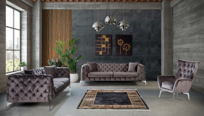 Zestaw sofowy Taupe Fotel trzymiejscowy 331 Siedziba Ustawić Chesterfield