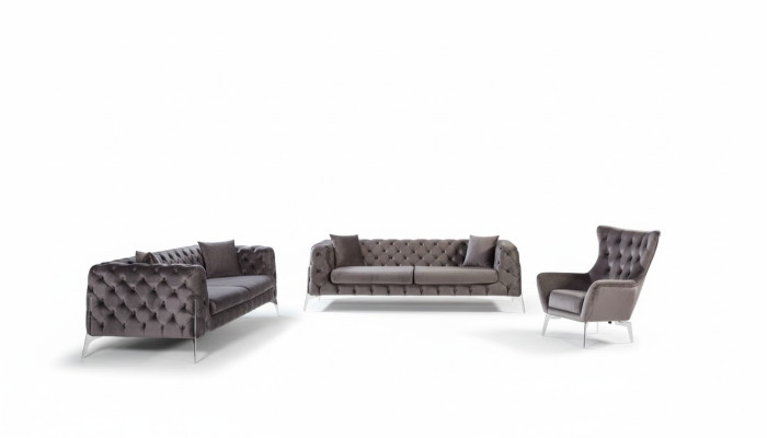 Zestaw sofowy Taupe Fotel trzymiejscowy 331 Siedziba Ustawić Chesterfield