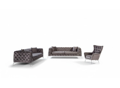Zestaw sofowy Taupe Fotel trzymiejscowy 331 Siedziba Ustawić Chesterfield