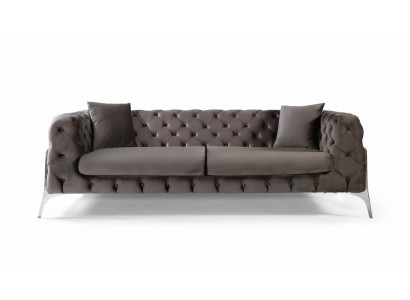 Sofa Chesterfield szara 3 osobowa sofa do salonu Włókienniczy Podkładka