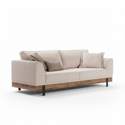 Sofa do Salonu 3 miejsce do siedzenia Beżowa Włókienniczy Sofy Kanapa Podkładka Meble