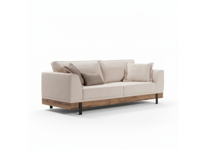 Sofa do Salonu 3 miejsce do siedzenia Beżowa Włókienniczy Sofy Kanapa Podkładka Meble