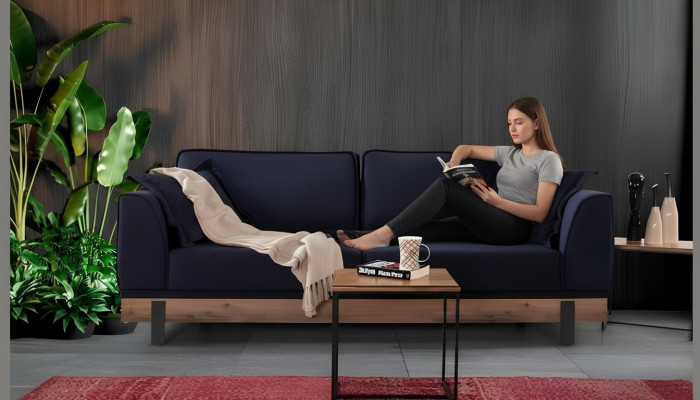 Designerska kanapa trzyosobowa Podkładka sofa Nowoczesne sofy Pokój Czarny