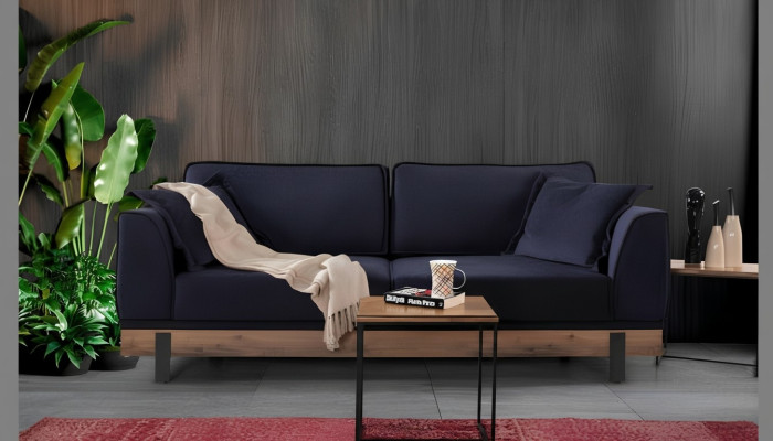 Designerska kanapa trzyosobowa Podkładka sofa Nowoczesne sofy Pokój Czarny