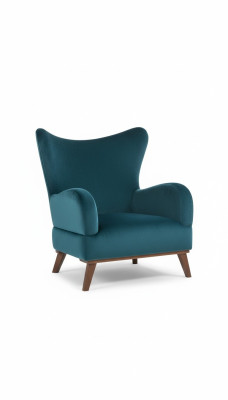 Fotel 1 miejsce siedzące Design Living Room Podkładka Drewno Modern Turkus