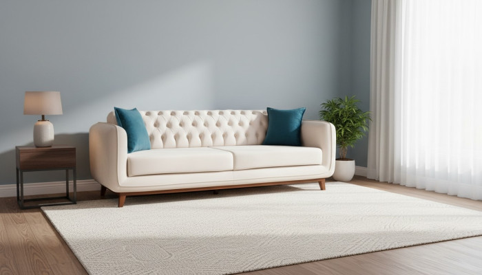 Sofa Trzyosobowa Sofa Tapicerowana Materiał Meble Beżowy Biały Aksamit