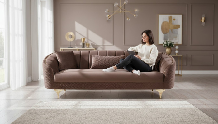 Sofa do Salonu 3 Siedziba Kanapy Sofy Kanapa Tapicerowana Materiał Meble Meble
