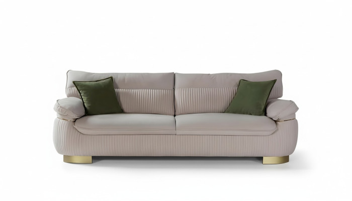Sofa Trzyosobowa 3 Siedziba Sofa Kanapy Materiał Couch Meble Modern Aksamit Soft Beige