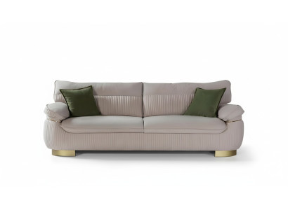 Sofa Trzyosobowa 3 Siedziba Sofa Kanapy Materiał Couch Meble Modern Aksamit Soft Beige