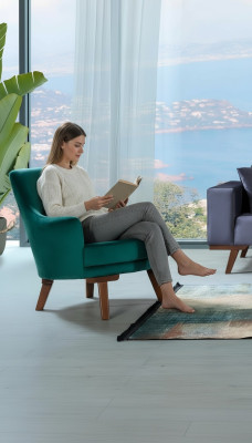 Pokój dzienny Fotel miejsce siedzące 1 Siedziba Materiał Poliester Styl Nowoczesny Design Kolor zielony