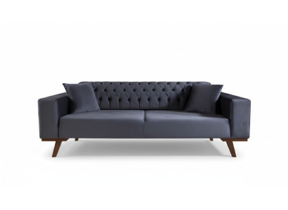 Designerska sofa trzyosobowa Nowoczesna kanapa szara Meble Podkładka Drewno