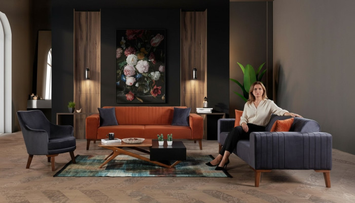 Zestaw sofowy Sofa Ustawić Sofy 3+3+1 Siedziba Materiał 3tlg Zestaw kanapowy Podkładka Włókienniczy