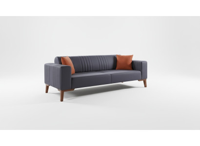 Szara trzyosobowa kanapa Elegancka sofa do salonu Aksamit