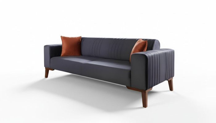 Szary trzyosobowy kanapa Sofa Sofa Eleganckie meble do siedzenia Sofa Pokój dzienny Aksamit
