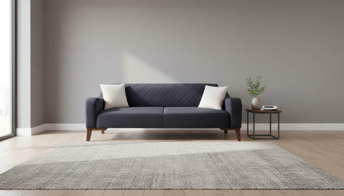 Elegancka kanapa trzyosobowa czarna, sofa do salonu, meble Aksamit