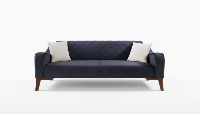 Elegancka kanapa trzyosobowa czarna, sofa do salonu, meble Aksamit