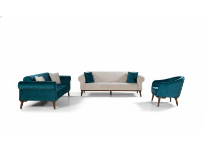 Luksusowy Zestaw sofowy 3+3+1 Siedziba trzyosobowa sofa Materiał Włókienniczy Styl Fotel