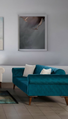 Turkis Trzyosobowa kanapa Elegancka sofa do salonu Meble do siedzenia Aksamit