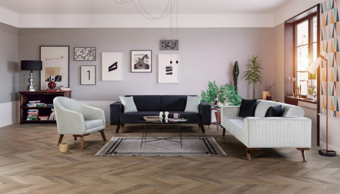 Luksusowy Zestaw sofowy trzyosobowy 3+3+1 Siedziba Materiał Sofa Fotel Włókienniczy styl